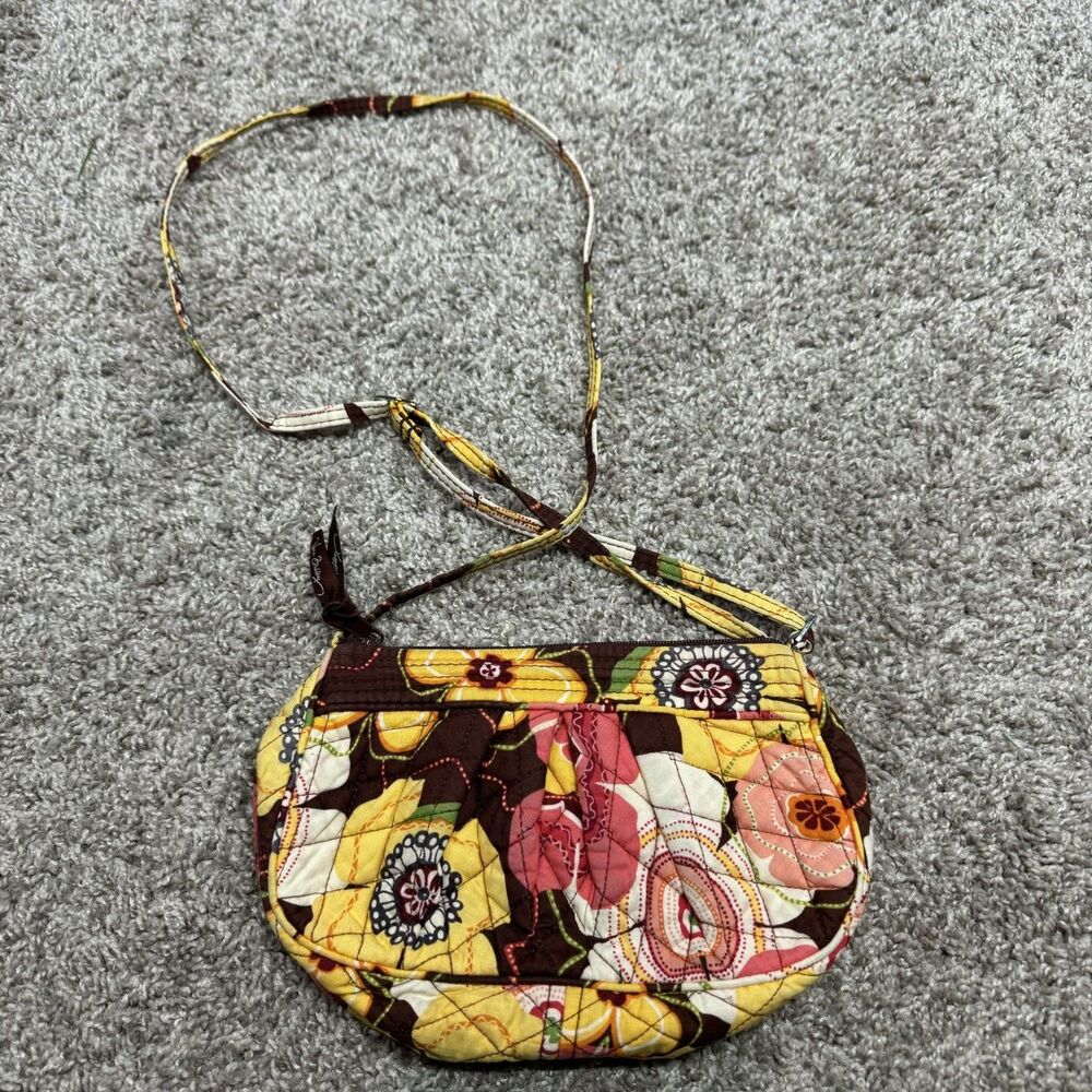 Vera Bradley Shoulder Purse Yellow Brown Crossbody Frannie Buttercup Colorful